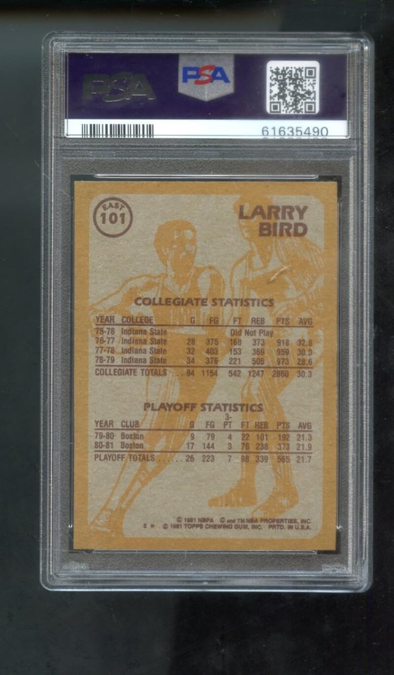 Topps Total 1981 Topps #101 Larry Bird PSA 7 Graded Card 1981-82 East Super Action Basketball NBA Boston Celtics NM - Image 2